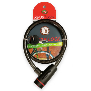 Замок велосипедний KIHUU LOCK 187, 10*80 тросовий, 2 ключі