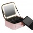 Портативна косметичка органайзер дорожній бьюті кейс з ручкою для з дзеркалом та LED-підсвічуванням рожевий