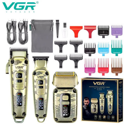 Набір для стрижки волосся і бороди з насадками 3в1 VGR V-642 Акумуляторна машинка