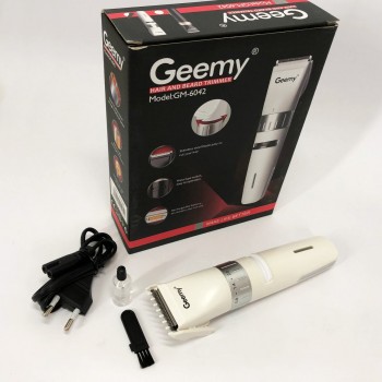 Акумуляторна машинка для стрижки волосся Gemei GM-6042, підстригальна машинка. Колір: білий