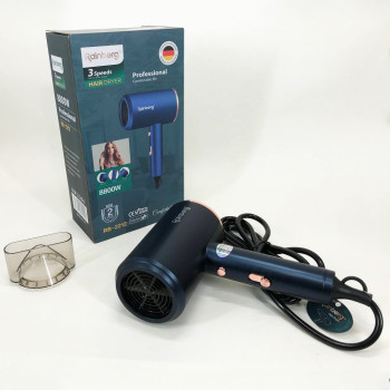 Фен Rainberg RB-2212 8800 W з регуляцією температури та швидкості для сушіння та укладання волосся. Колір: синій