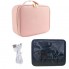 Портативна косметичка органайзер дорожній бьюті кейс з ручкою для з дзеркалом та LED-підсвічуванням рожевий