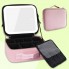 Портативна косметичка органайзер дорожній бьюті кейс з ручкою для з дзеркалом та LED-підсвічуванням рожевий
