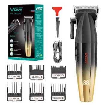 Машинка для стрижки волосся акумуляторна Professional Turbo з різними насадками VGR V-003. Колір: жовтий