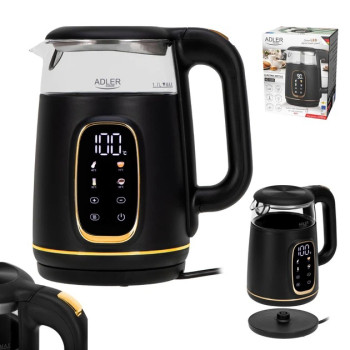 Чайник Adler AD 1305 black gold з регулюванням температури 1.7Л 2200Вт