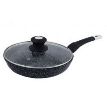 Сковорода UNIQUE UN-5144 22 см з кришкою темний граніт