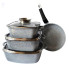 Набір казанів UNIQUE UN-5531 7 предметів, квадрат: 16 см, 20 см, 24 см, круглі 24 см сковорода