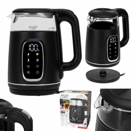 Електрочайник Adler AD 1305 Black Silver 2200Вт 1.7Л