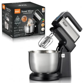 Стаціонарний міксер ручний RAF R.6652 із металевою чашею 3.5 л 1000 Вт
