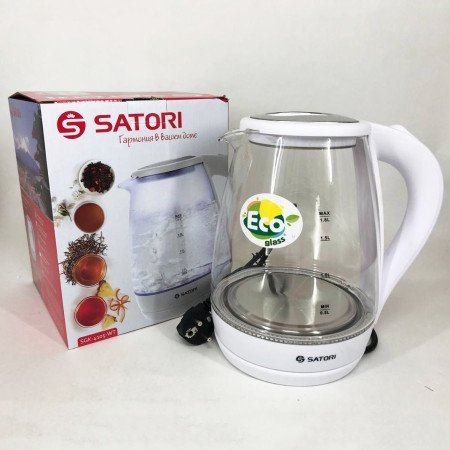 Електрочайник Satori SGK-4105-WT 1.8 л 1500 Вт, стильний електричний чайник, чайники з підсвічуванням