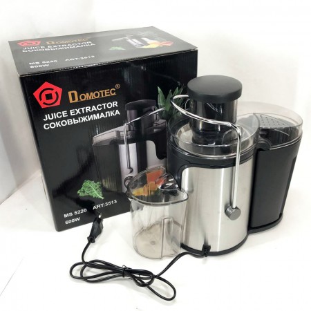 Електричний соковитискач Domotec MS-5220/3513 2 швидкості віджиму 600 W, соковитискач для моркви