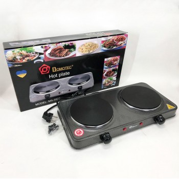 Електроплита Domotec MS-5822 2 диски 2000 Вт, плита електрична переносна двоконфоркова настільна