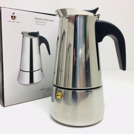 Кавоварка гейзерна з нержавіючої сталі UNIQUE UN-1901 180 мл, Гейзер для варіння кави гейзерна кавоварка