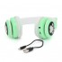 Бездротові навушники з котячими вушками та RGB підсвічуванням Cat VZV 23M. Колір: зелений
