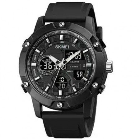 Годинник наручний чоловічий SKMEI 1757BKBK BLACK-BLACK, годинник наручний електронний тактичний. Колір: чорний