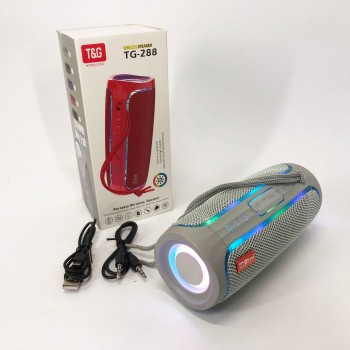 Портативна колонка Bluetooth з LED підсвічуванням TG288, акумуляторна колонка для музики. Колір: сірий