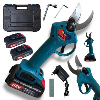 Секатор ручний акумуляторний садовий 2,5 на 2 АКБ 68v в кейсі Domotec