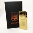 Дугова електроімпульсна запальничка USB Герб України індикатор заряду, ліхтарик HL-442. Колір: золотий