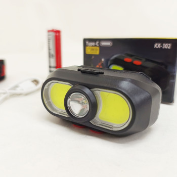 Ліхтар налобний акумуляторний KX-302-LED+2COB