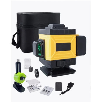 Лазерний рівень з треногою та 2 акумуляторами в сумці жовтий