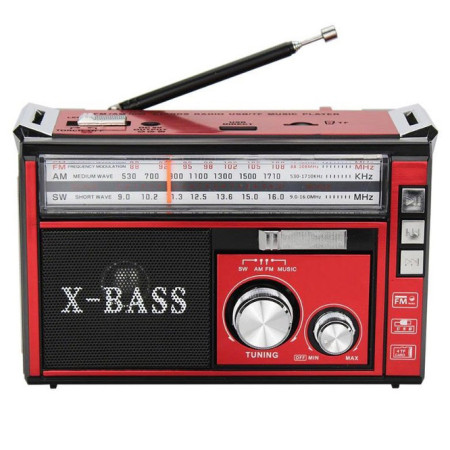Радіоприймач портативне радіо Golon RX-381 акумуляторний ретро стовпчик usb sd mp3 fm Red