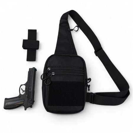 Тактична чоловіча сумка з кобурою Cordura 1000D – 6 кишень, чорна