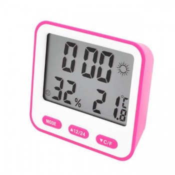 Термометр з гігрометром 854, Домашня метеостанція з гігрометром, Прилад термометр. Колір: рожевий