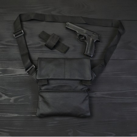Набір 2В1. Шкіряна сумка з кобурою + ліхтарик професійний POLICE BL-X71-P50