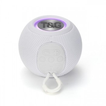 Бездротова потужна колонка TG337 з Bluetooth, RGB-підсвічуванням та радіо. Колір: білий